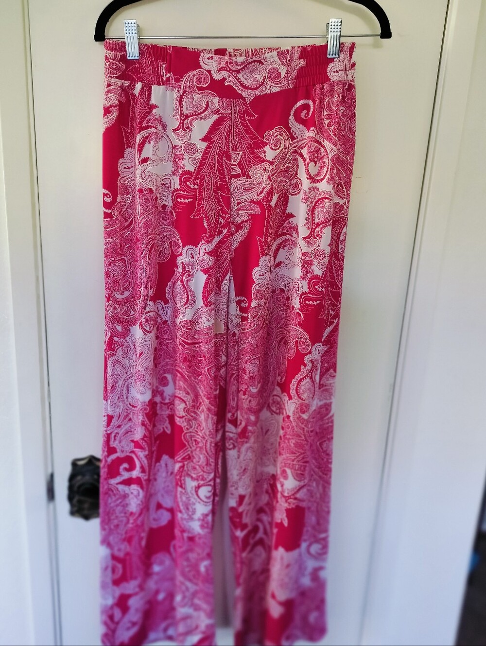 IMAN Global Chic Womens Pink Luxury Resort Palazzo Floral Paisley Pants - sz MED